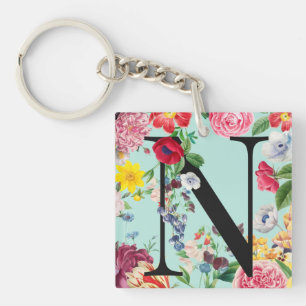 Floral Monogram Key Ring