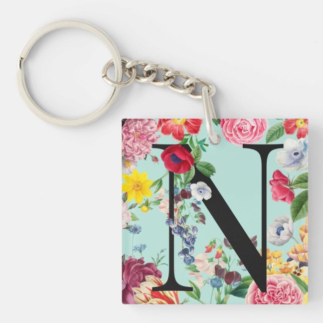 Floral Monogram Key Ring (Front)