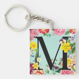 Floral Monogram Key Ring