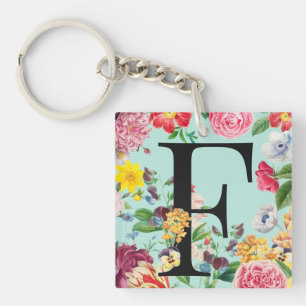 Floral Monogram Key Ring