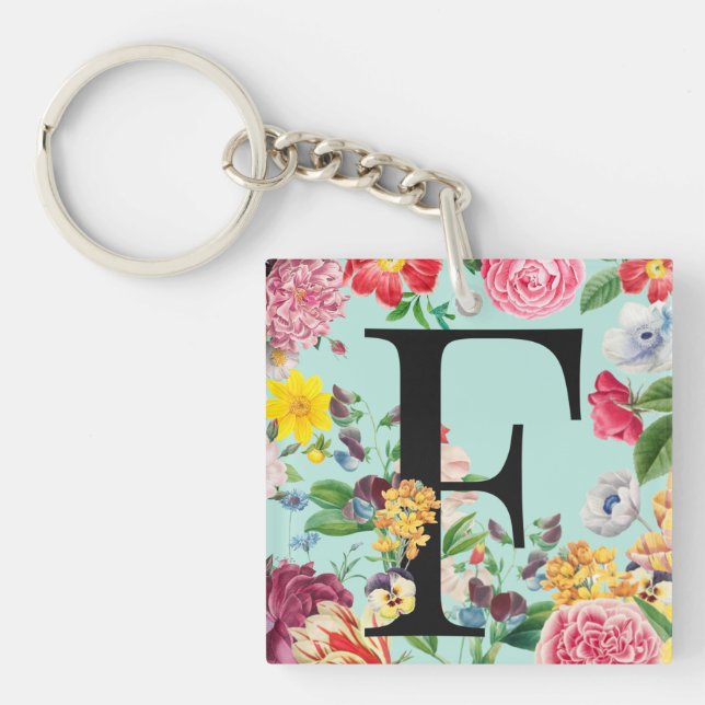 Floral Monogram Key Ring (Front)