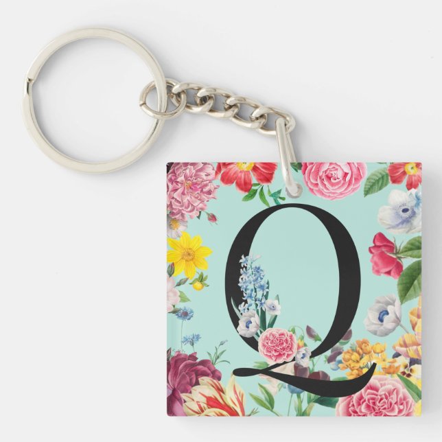Floral Monogram Key Ring (Front)