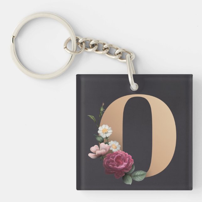 Floral Monogram Key Ring (Front)
