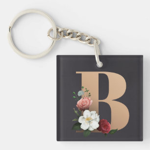 Floral Monogram Key Ring