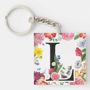 Floral Monogram Key Ring