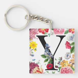 Floral Monogram Key Ring