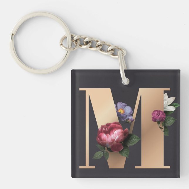 Floral Monogram Key Ring (Front)