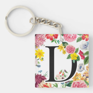 Floral Monogram Key Ring
