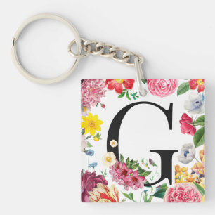 Floral Monogram Key Ring