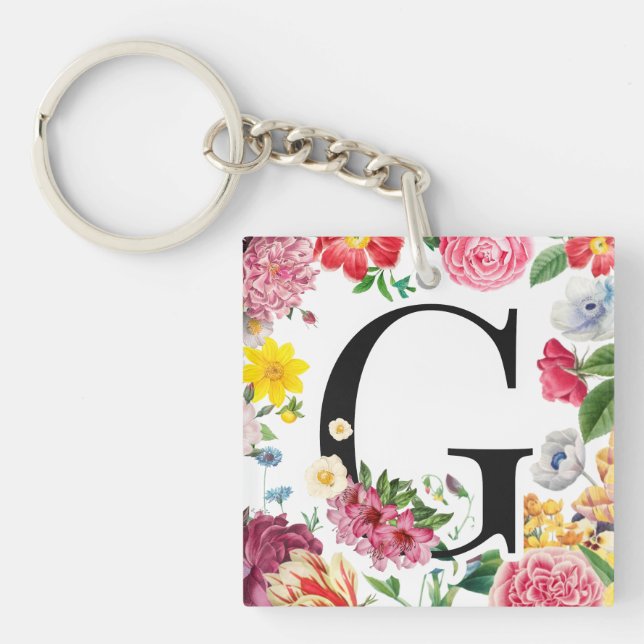 Floral Monogram Key Ring (Front)