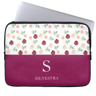 Floral  Monogram Laptop Sleeve