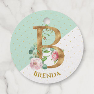 Floral monogram leter B is for Brenda Favour Tags