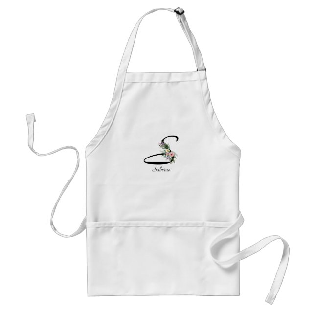 Floral Monogram letter S Retirement Apron (Front)