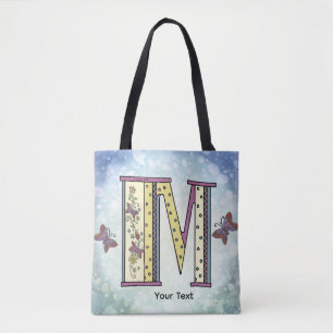 floral Monogram M Tote Bag
