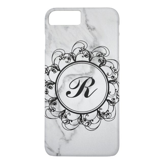 Floral Monogram Marble iPhone 7 Case (Back)