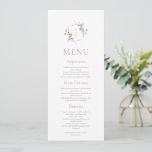 Floral Monogram Minimalist Wedding Menu Invitation