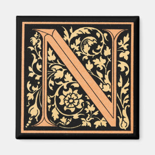 Floral Monogram 'N' - Magnet