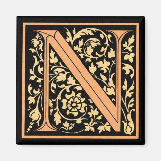 Floral Monogram 'N' - Magnet