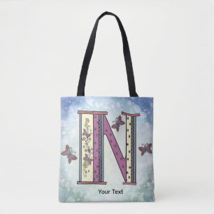 floral Monogram N Tote Bag