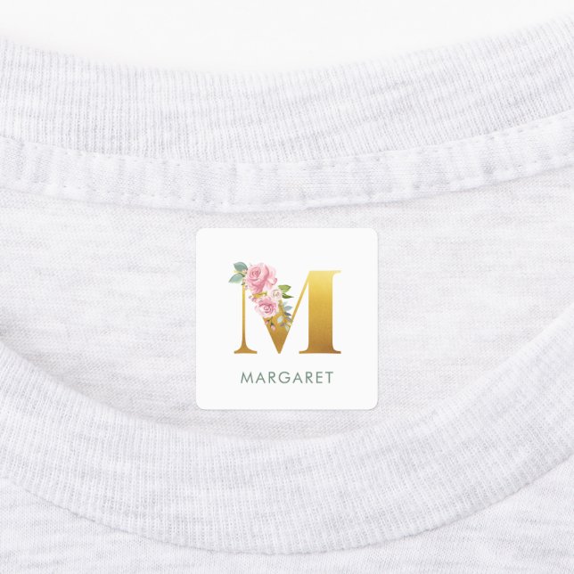 Floral Monogram Name Greenery Iron On Clothing (Affixed)