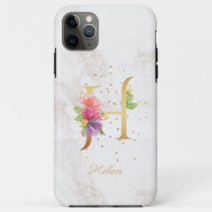 Floral Monogram Name Initial H Letter Personalise Case-Mate iPhone Case