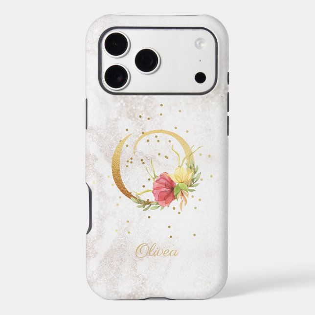 Floral Monogram Name Initial O Letter Personalise (Back)