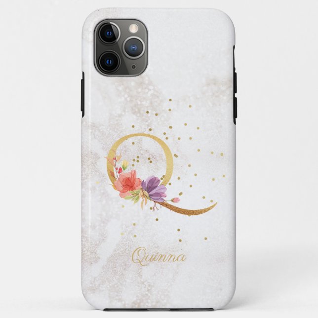 Floral Monogram Name Initial Q Letter Personalise Case-Mate iPhone Case (Back)