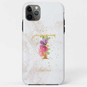 Floral Monogram Name Initial T Letter Personalise Case-Mate iPhone Case
