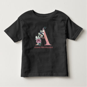 Floral Monogram Name Letters Pink Agate   Toddler T-Shirt