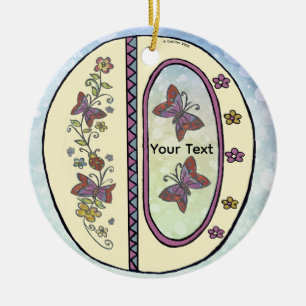 floral Monogram O  Ceramic Tree Decoration