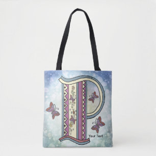 floral Monogram P Tote Bag