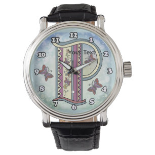 floral Monogram P  Watch