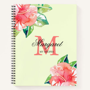 Floral Monogram Personal Cooking Recipes Notebook
