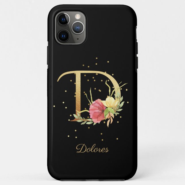 Floral Monogram Personalise Name Initial D Letter Case-Mate iPhone Case (Back)
