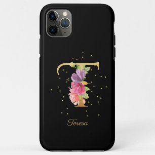 Floral Monogram Personalise Name Initial T Letter Case-Mate iPhone Case