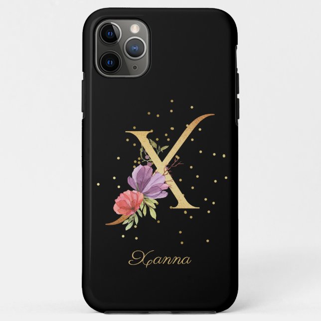 Floral Monogram Personalise Name Initial X Letter Case-Mate iPhone Case (Back)