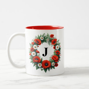 Floral Monogram - Personalised Two-Tone Coffee Mug
