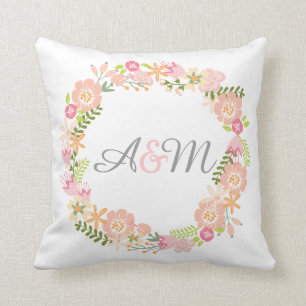 Floral monogram pillow