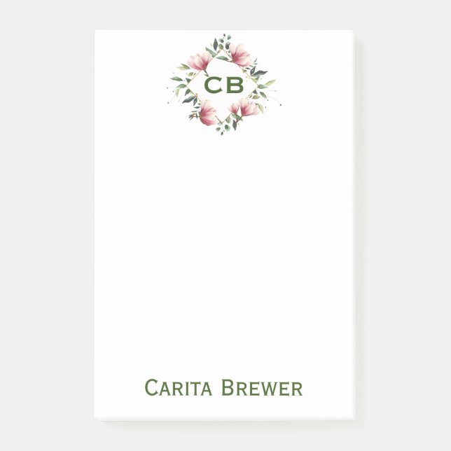 Floral Monogram Post-It Notes (Front)