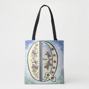 floral Monogram Q  Tote Bag