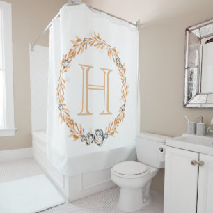 Floral Monogram Shower Curtain
