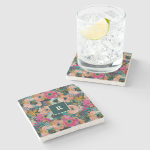 Floral Monogram Stone Coaster