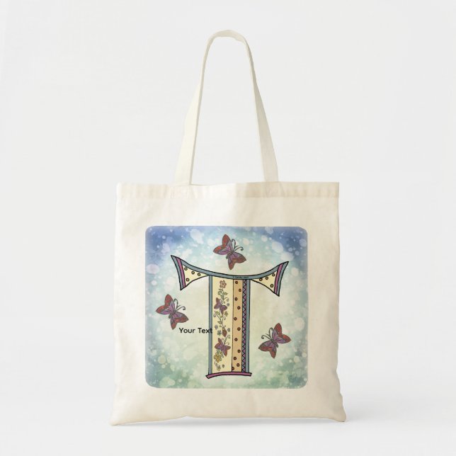floral Monogram T Tote Bag (Front)