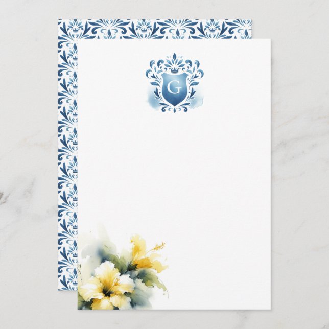 Floral Monogram Thank You Cards Majestic Crest (Front/Back)
