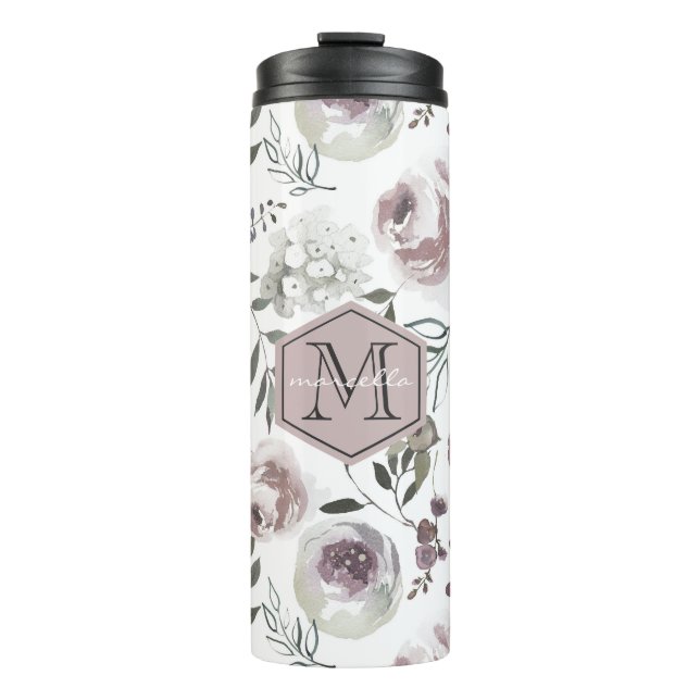 Floral Monogram Thermal Tumbler (Front)