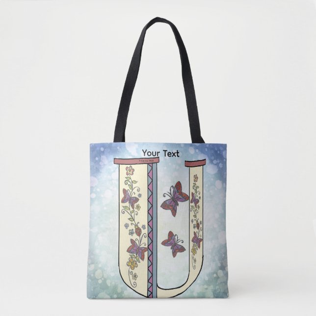 floral Monogram U  Tote Bag (Front)