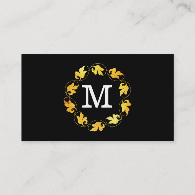 Floral Monogram / Variation | Lux (gold) Business Card (Front)