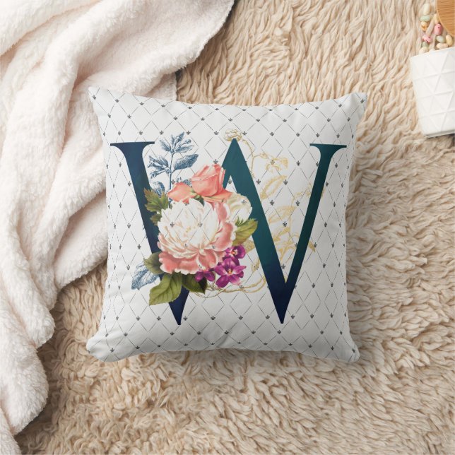 Floral Monogram W II Cushion (Blanket)