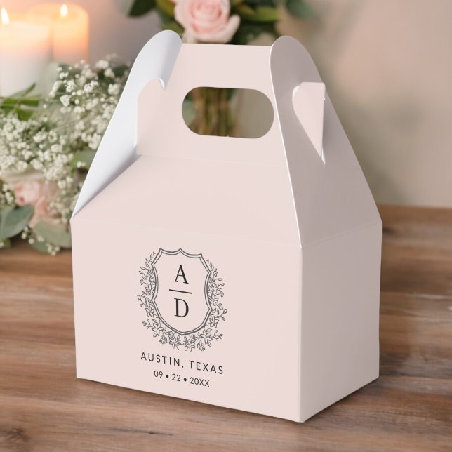 Floral Monogram Wedding Blush Pink Crest Modern Favour Box (Creator Uploaded)