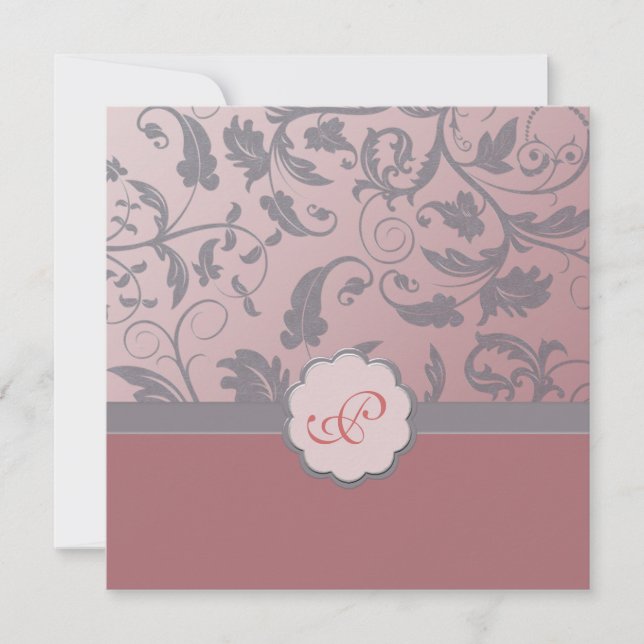 Floral Monogram Wedding Invitation (Front)